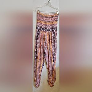 No Comment NY.LA Multicolor Bohemian Strapless Tube Top Jumpsuit Size L